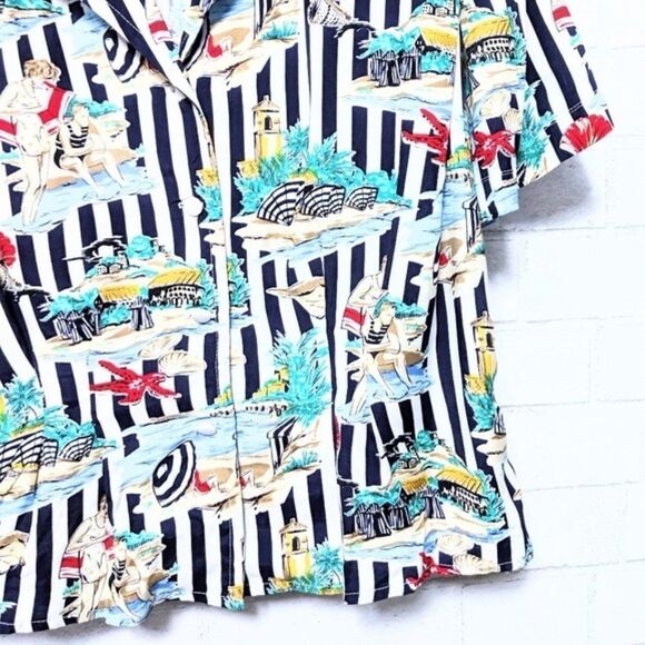 VINTAGE Beach Vacation Button Up Shirt L - Picture 4 of 9